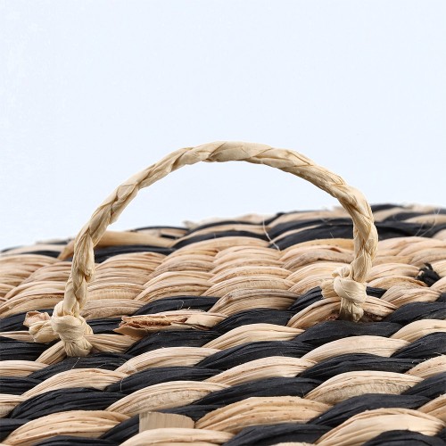 Dekoteller, Papier-/Rohrkolbengeflecht, / Maße: Ø 35 cm, natur/schwarz