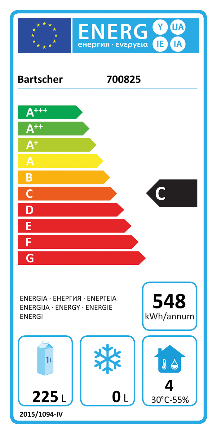 Bartscher Kühlschrank 335L GN110 |Innenbeleuchtung: Nein | Maße: 48 x 81 x 203,5 cm.Gewicht: 79 kg