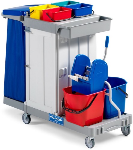 FILMOP ALPHA Reinigungswagen 6103 4x4L Eimer, 2 Eimer á 15L mit Presse