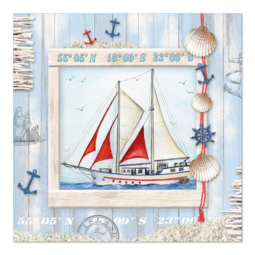 PAPSTAR 20 Servietten, 3-lagig 1/4-Falz 33 cm x 33 cm "Sailor"