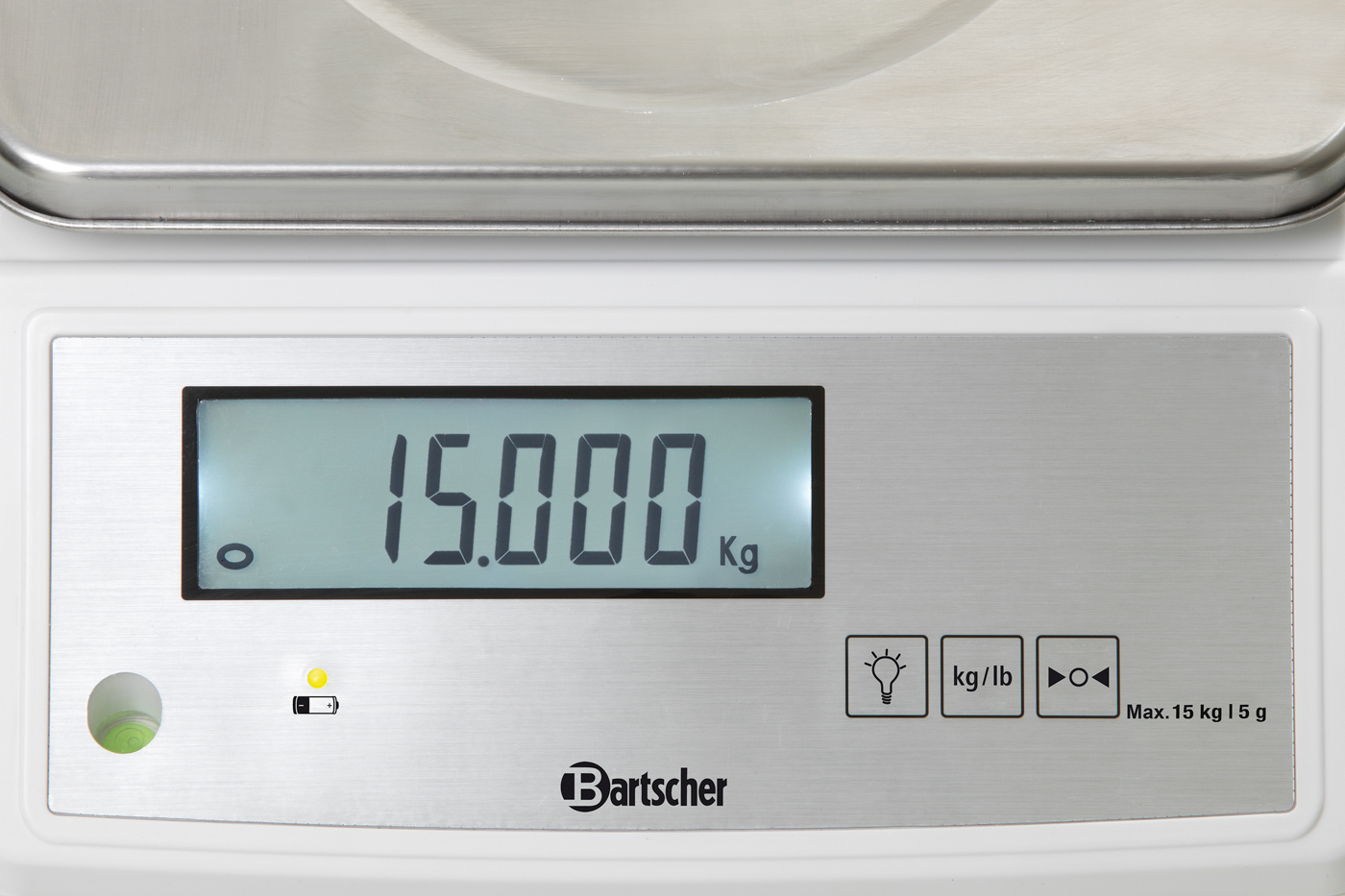 Bartscher Küchenwaage, 15kg, 5g | Spannung: 230 V| Maße: 28 x 33 x 12,5 cm. Gewicht: 2,8 kg