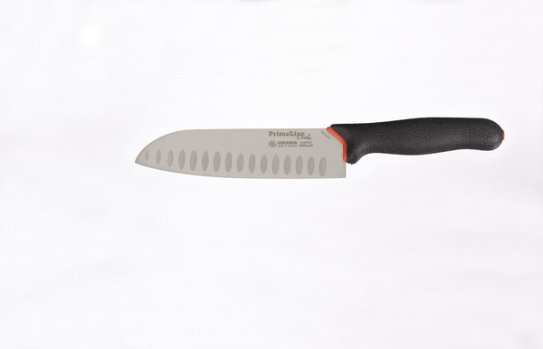 Santoku Kochmesser 18 cm, Kullenschliff, schwarz PrimeLine Chef Giesser - Made in Germany