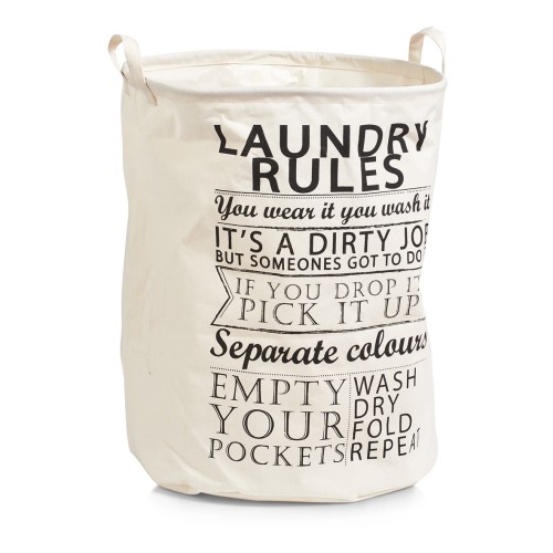 Zeller Wäschesammler Laundry Rules, Canvas Ø38x48 cm