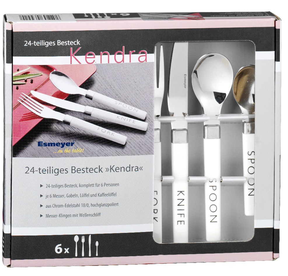 24-teiliges Besteck KENDRA  "RESTPOSTEN" aus Edelstahl 18/0 poliert Messer aus Klingenstahl.