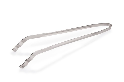 Wurstzange. Chromnickelstahl. gebogene Form, hochglanzpoliert.