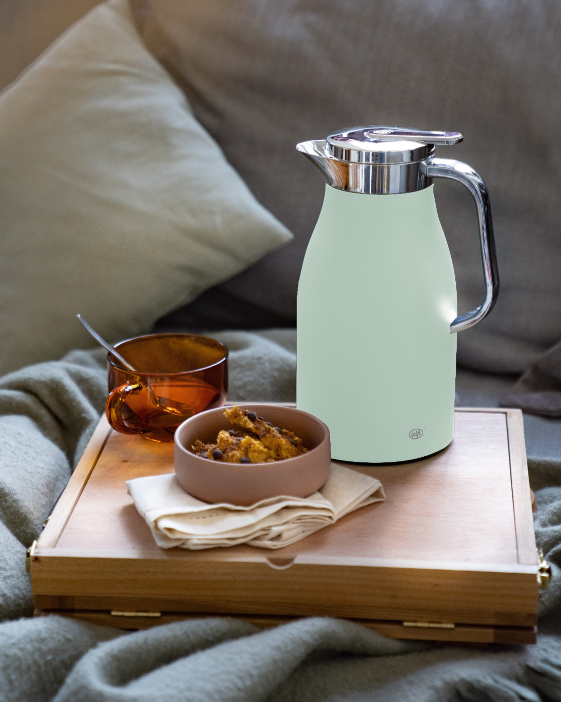 Isolierkanne Skyline pastel mint mat 1,0 l; by pearl creative Christian Rummel & Tim Storti; hochwertiger Edelstahl mit Hartglaseinsatz