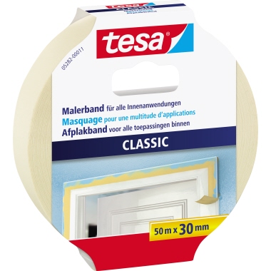 tesa® Kreppband Classic Innenbereich, Außenbereich 30 mm x 50 m (B x L) beige