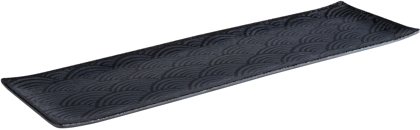 GN 2/4 Tablett -DARK WAVE- 53 x 16,2 cm, H: 2 cm Melamin innen: Dekor außen: schwarz spülmaschinengeeignet stapelbar nicht