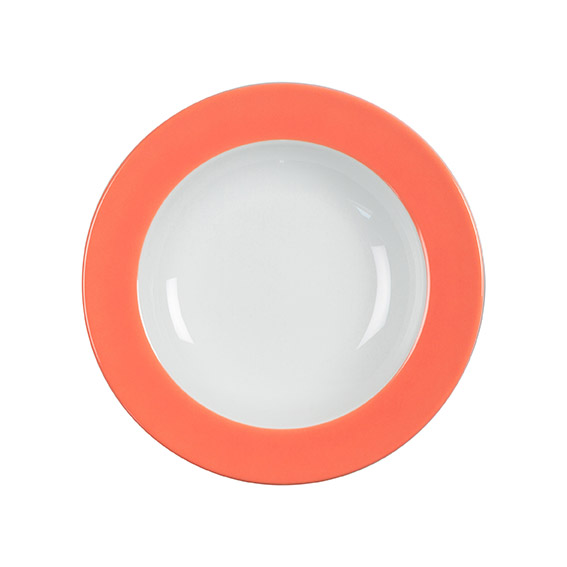 Teller tief 22 cm - Form: Table Selection - Dekor, 79935 koralle - aus Porzellan. Hersteller:, Eschenbach. "Made in Germany".
