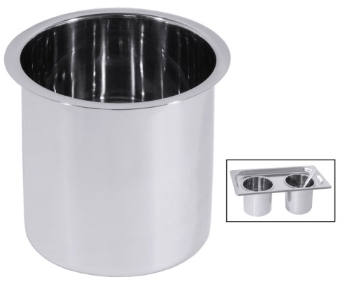 Saucentopf zum Sauceneinsatz GN 1/3 aus Edelstahl 18/10, passend für Saladetten, die Einsätze berühren nicht den Kühlboden, die Saucen