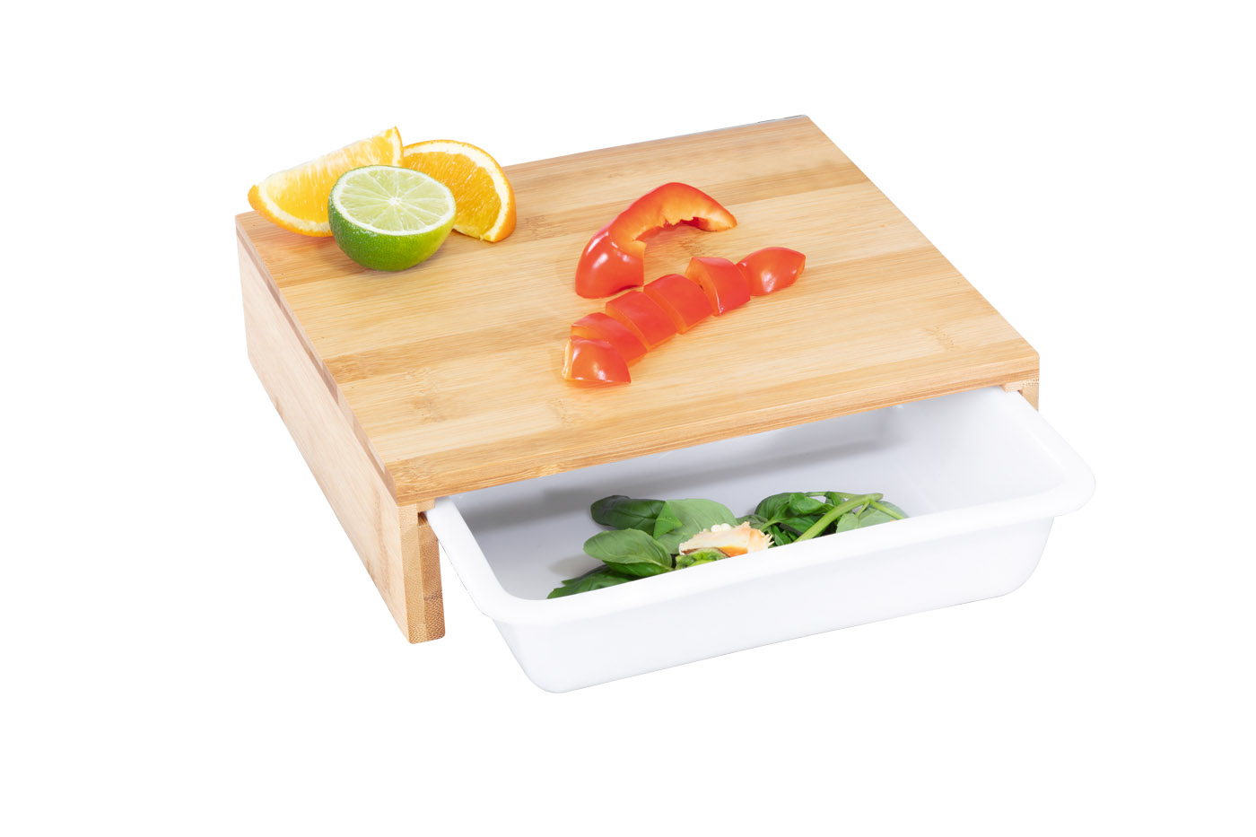 Schneidbrett TIVOLI aus Bambus mit Schublade