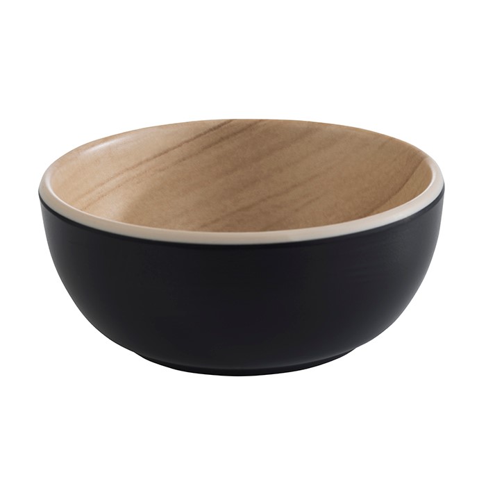 Schale "FRIDA" innen Holzoptik, außen schwarz