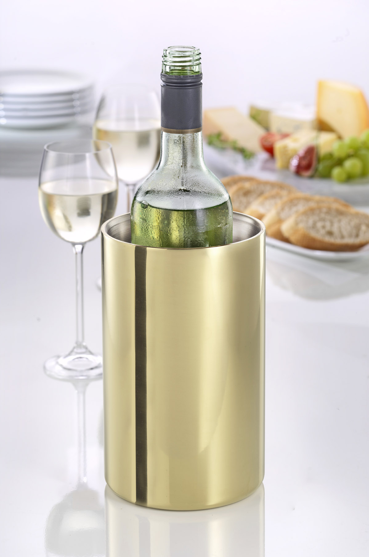 Weinkühler TAMPA, Edelstahl, 1,6 ltr. mit champagnerfarbener PVD-Beschichtung.