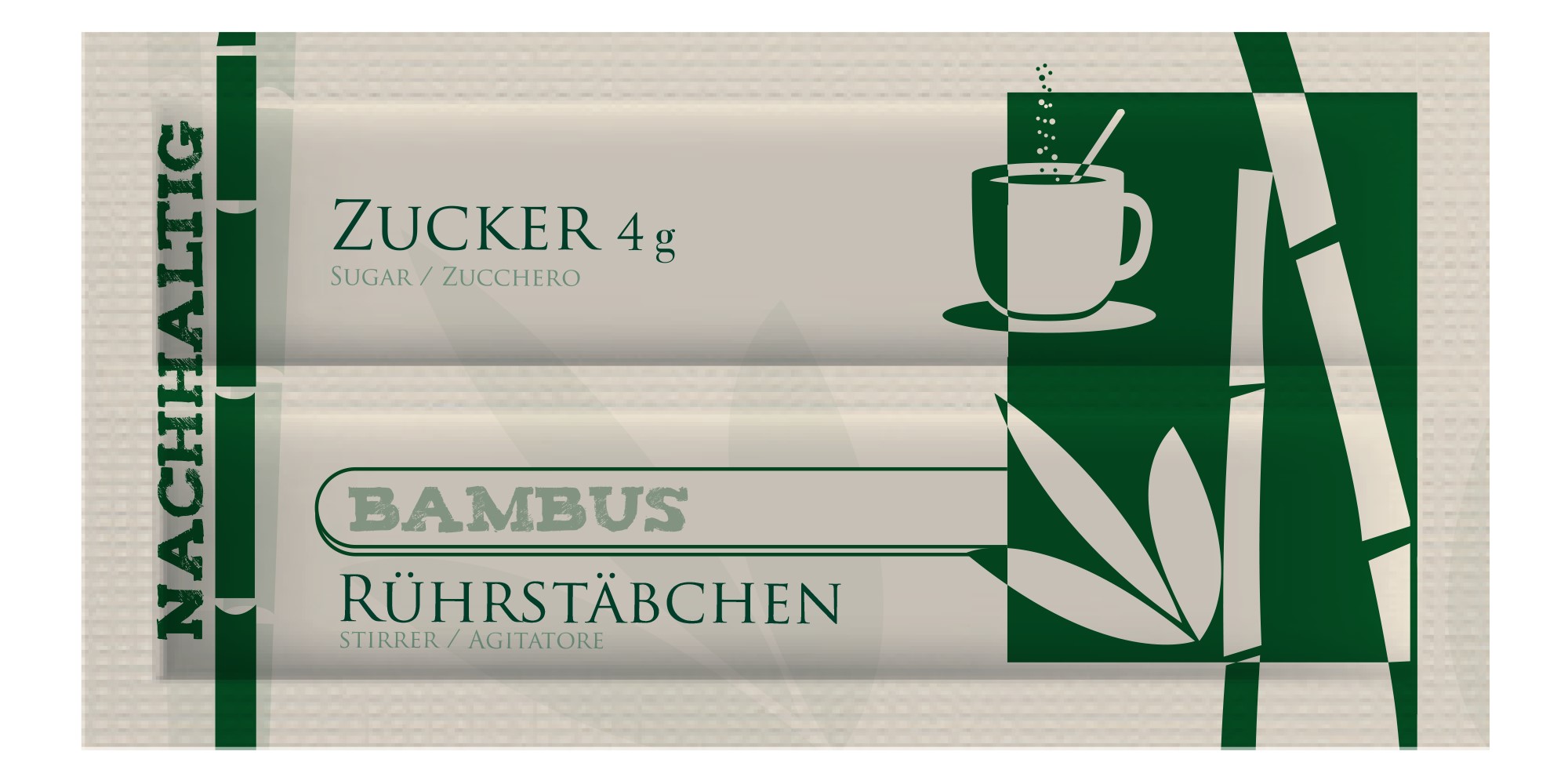 HELLMA Zucker & Nachhaltiges Rührstäbchen aus Bambus im Doppelpack, Inhalt 500 Stück