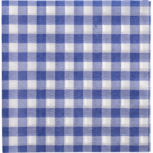 100 Servietten, 1-lagig 1/4-Falz 33 cm x 33 cm blau/weiss "Vichy Karo" von PAPSTAR