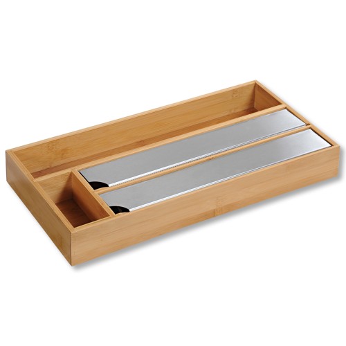 Kesper Folienspender mit 4 Fächern, aus FSC- zertifiziertem Bambus. Maß: 42 x 19 x 5,4 cm