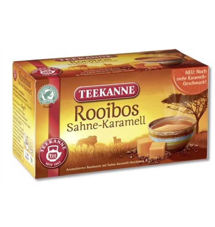 Teekanne Rotbusch Sahne-Karamell Tassenportion mit Papierumhüllung Inhalt: 20 Beutel