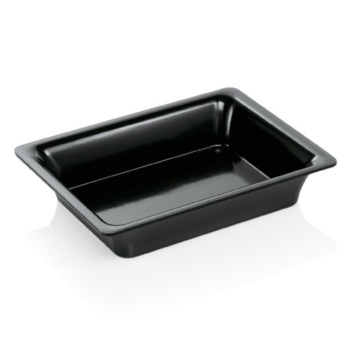 GN 1/2 Behälter, mit glattem Rand. Material: Melamin. Serie: GN 97. Inhalt in Litern: 4. Farbe: schwarz. Maße: Höhe: 65 mm