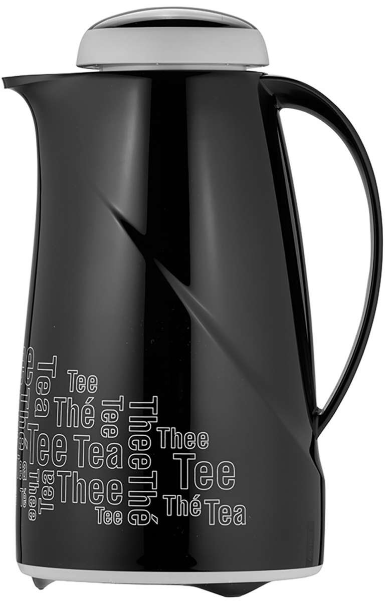Helios Isolierkanne Wave TEATIME, Inhalt: 1,0 Liter, Farbe: schwarz, mit Aufdruck >>Tee