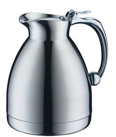 Isolierkanne Alfi HOTELLO, Inhalt: 0,6 Liter, Höhe: 160 mm, aus poliertem Edelstahl, Einhandbedienung, spülmaschinengeeignet.