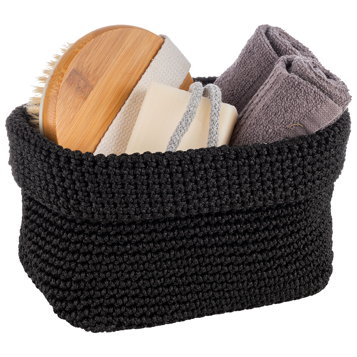 Häkelkorb, 20 x 13,5 cm, H: 10 cm, Polyester, umgekrempelt kann die Höhe, individuell gestaltet werden