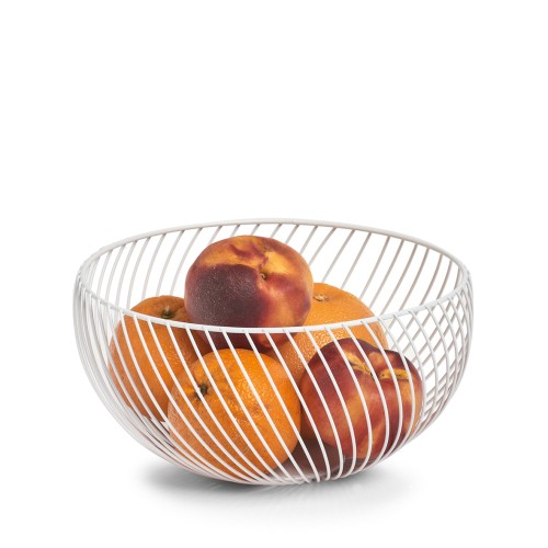 Obstkorb, Metall, weiß. Ø: 260 mm. Höhe: 135 mm.