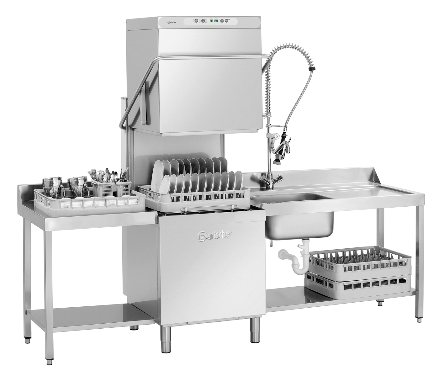 Bartscher Durchschubspülmaschine DS 2002 |Eigenschaften: DuoFlo-Pumpe (geringererPumpenverlust) | Maße: 79 x 95,5 x