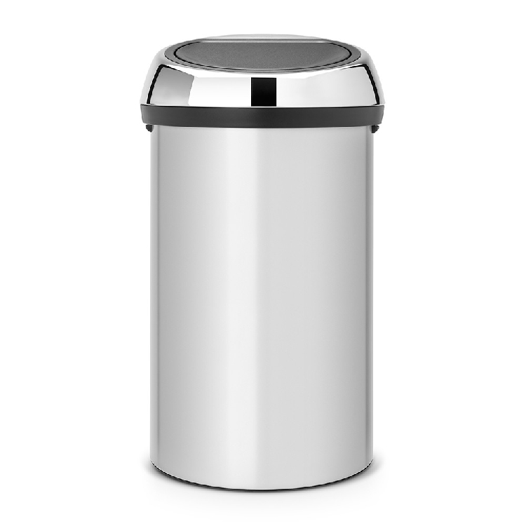 Brabantia Abfalleimer TOUCH BIN, Inhalt: 60l, Durchmesser 40,1 cm, Höhe 70,5 cm, Korpus Metallic Grey, Deckel Brilliant Steel.