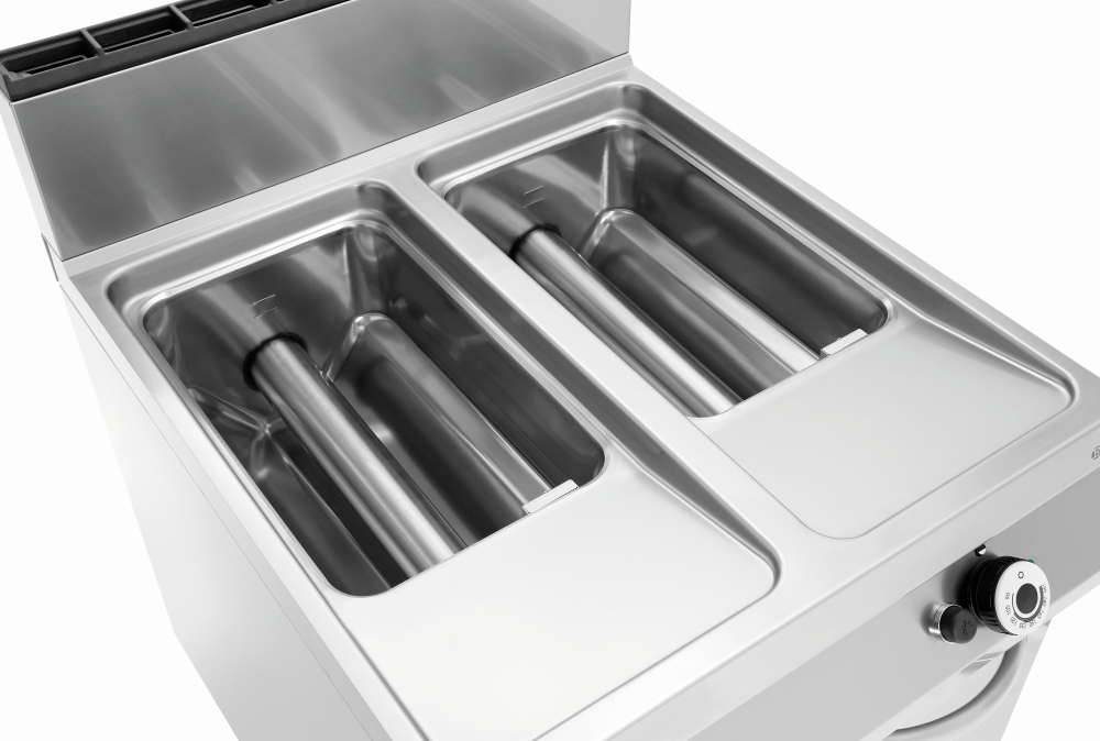 Bartscher Gas-Standfritteuse, 2 Becken |Spannung: 230 V | Maße: 80 x 90 x 90,0 cm.Gewicht: 124,6 kg