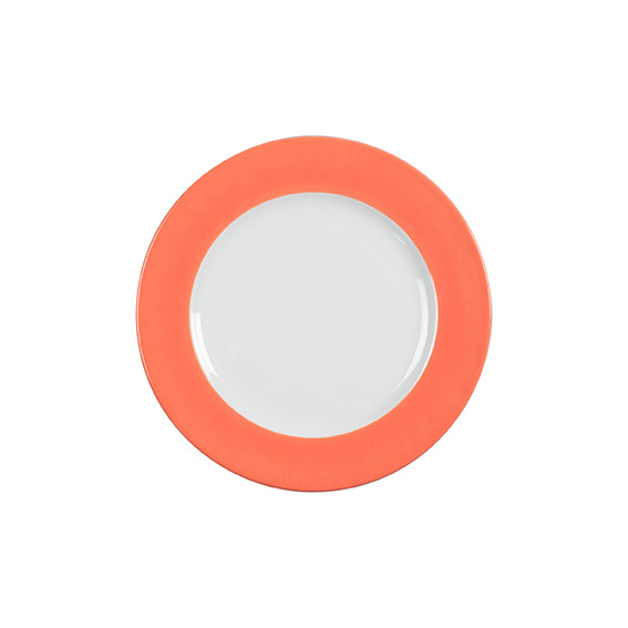 Teller flach 20 cm - Form: Table Selection -, Dekor 79935 koralle - aus Porzellan. Hersteller:, Eschenbach. "Made in Germany".