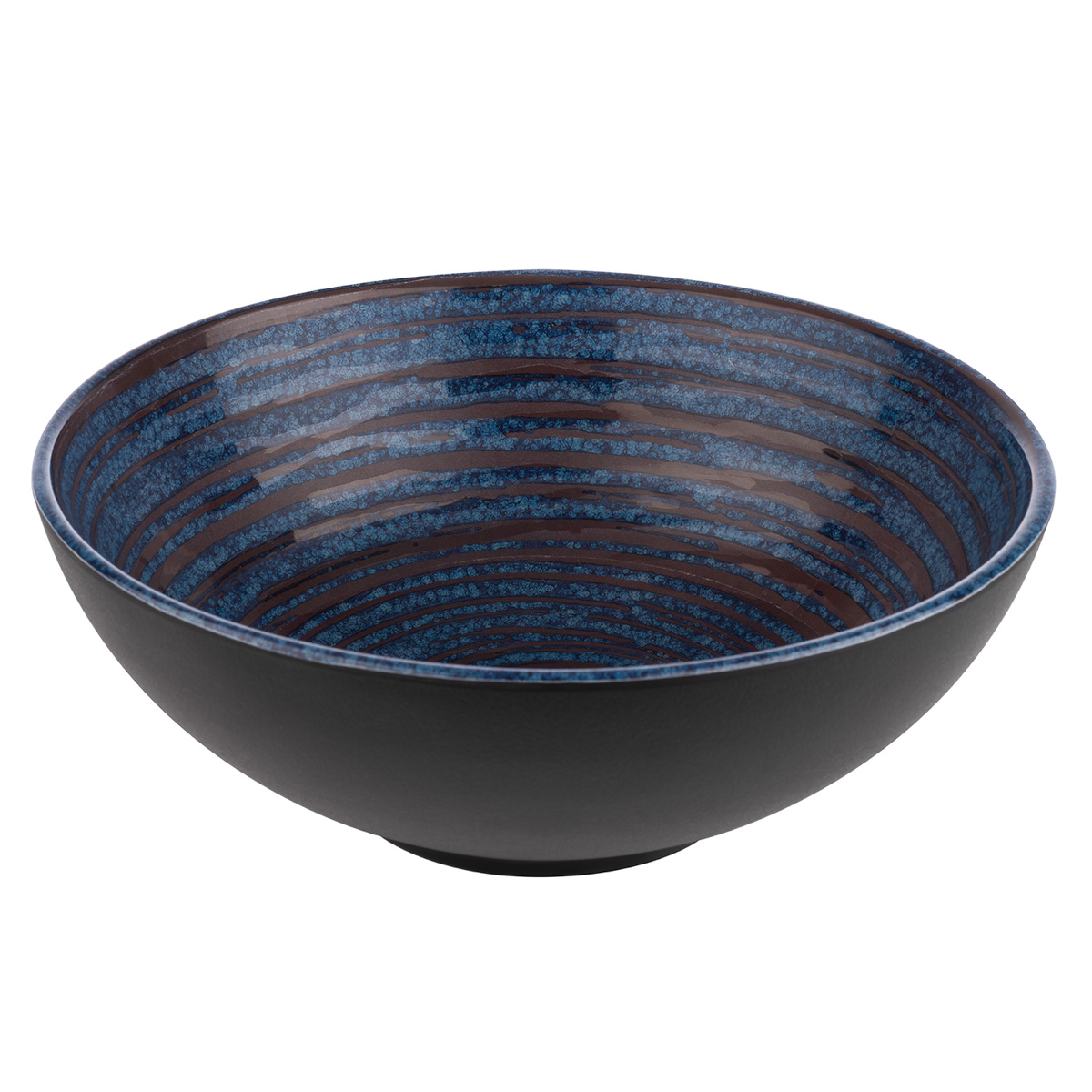 Schale -LOOPS-, Ø 24 cm, H: 9 cm, Melamin, innen: Dekor, dunkelblau, außen: dunkelgrau, 1,8 Liter