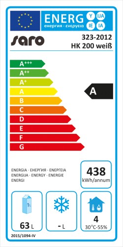 SARO Lagerkühlschrank Modell HK 200 - Farbe: weiß, Kapazität: 129 Liter, Höhe 85,5 cm Breite 60 cm Tiefe 85,5 cm
