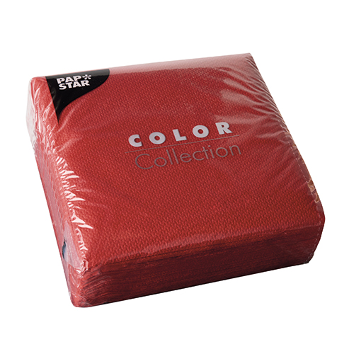 100 Servietten, 1-lagig 1/4-Falz 33 cm x 33 cm rot von PAPSTAR