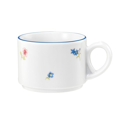 Seltmann Obere zur Kaffeetasse 0,18 l, rund, Form: Community, Dekor: 57390 Streublume blaue Linie, hohe Kantenschlagfestigkeit, Made in