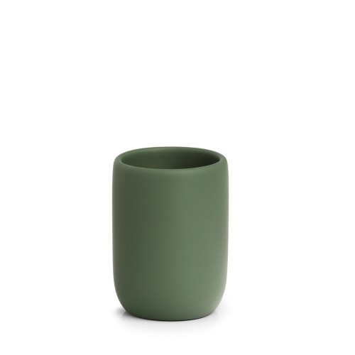 Zahnputzbecher "Modern", Polyresin, salbeigrün. Ø: 72 mm. Höhe: 100 mm.