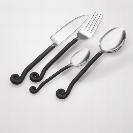 24-tlg. Besteck SARAH 18/10, Griffe unpoliert/geschwärzt