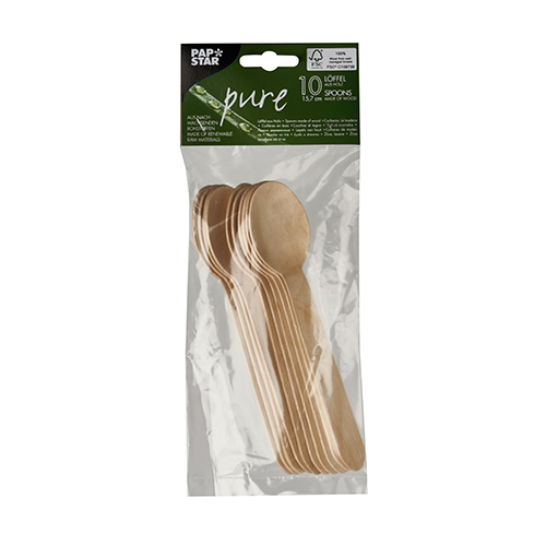 10 Löffel, Holz "pure" 15,7 cm von PAPSTAR