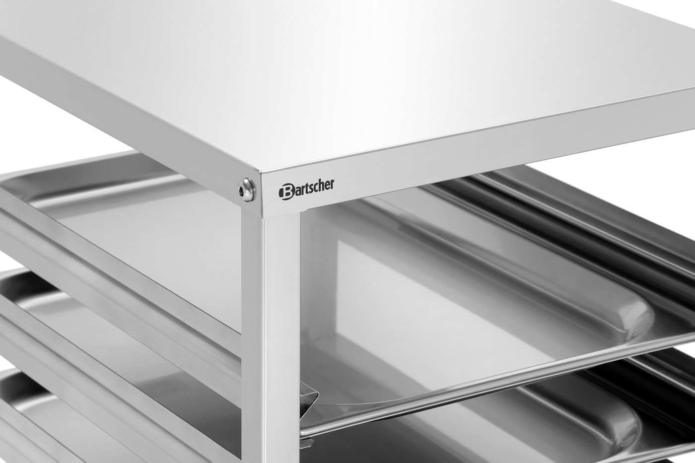 Bartscher Gastronormwagen AGN700-1/1 |Eigenschaften: Je eine Behältersicherung anVorder- und Rückseite | Maße: 45 x 62 x 101,0