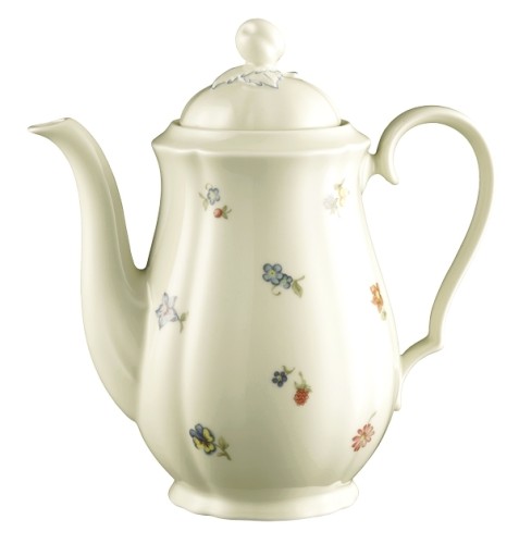Seltmann Kaffeekanne 6 Personen, Form: Marieluise, Glasur: elfenbein, Dekor: 44714 Blütenmeer