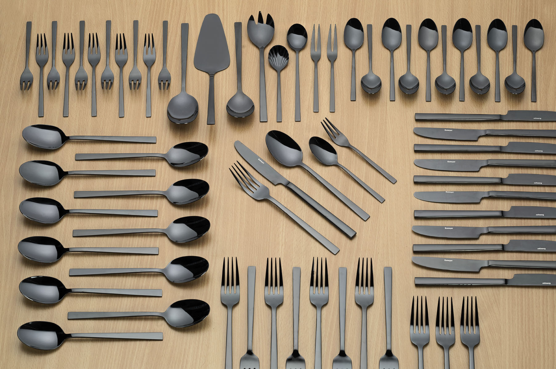 68-teiliges Besteck MELINA, Edelstahl, mit PVD-Beschichtung Farbe schwarz