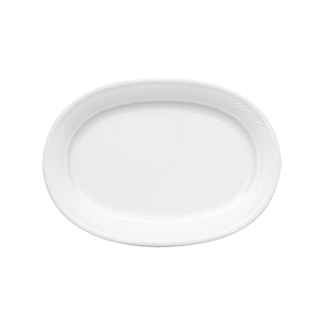 Platte oval 28 cm - Form: Swing Time - weiss -, aus Porzellan. Hersteller: Eschenbach. "Made in, Germany".