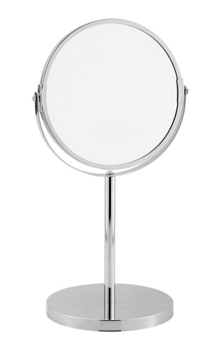 Kosmetikspiegel. verchromt. normal und dreifache Vergrößerung. Durchmesser oben 17 cm.