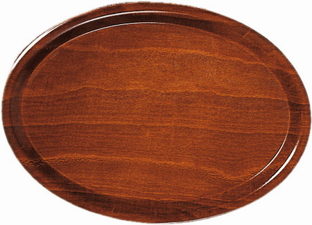 Cafe-Tablett 26 x 20 cm rutschhemmend Pressholz braun, oval Deutsche Spitzenqualität