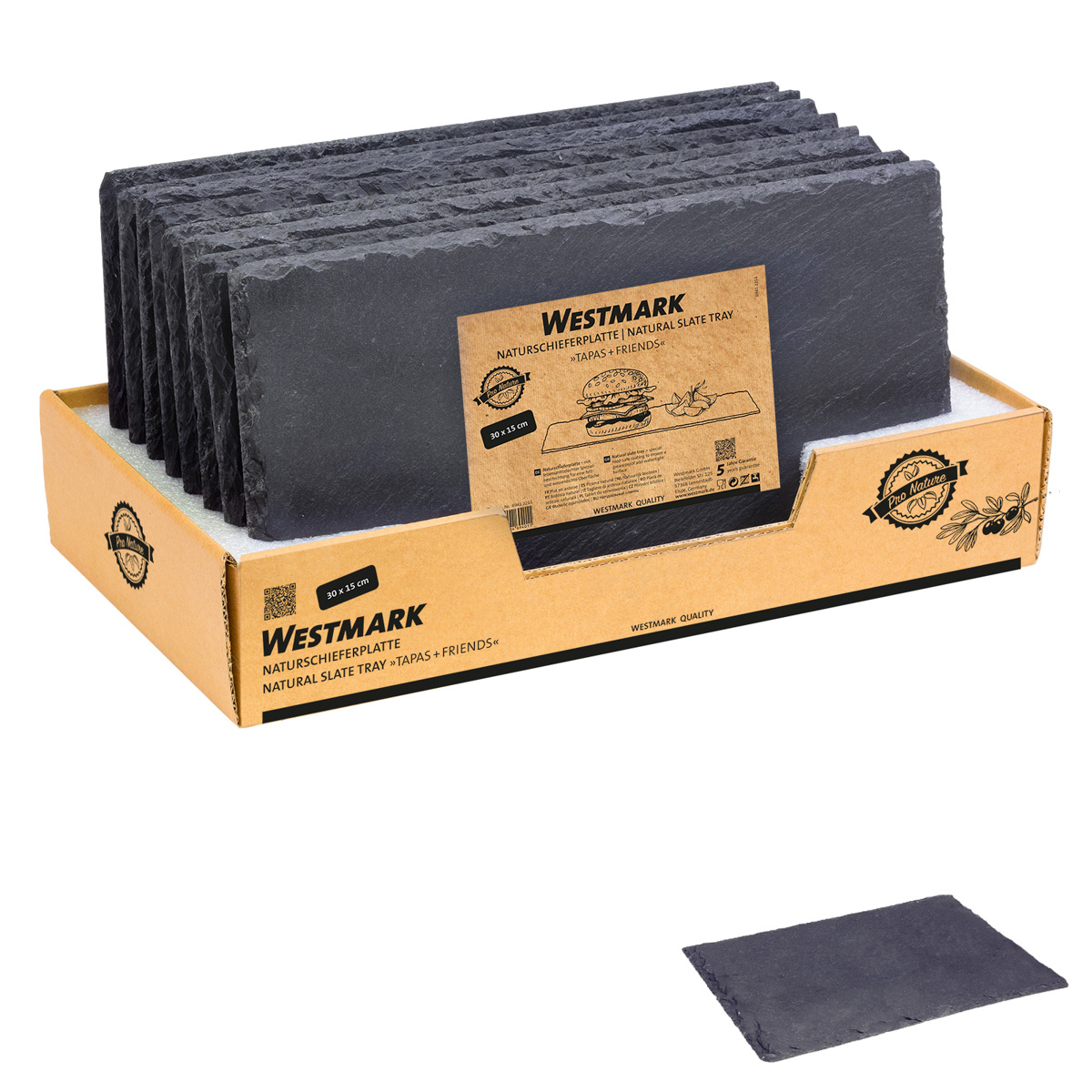 8 Naturschieferplatten »Tapas + Friends«, 30 x 15 cm