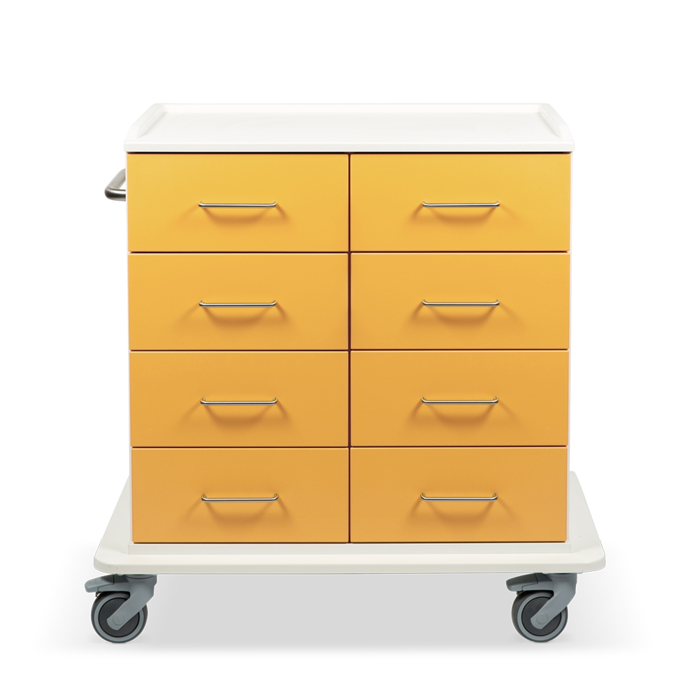 ETHERNASOLID® MULTICART Multifunktionswagen T23 mit 8 Schubladen und Schiebegriff, gelb