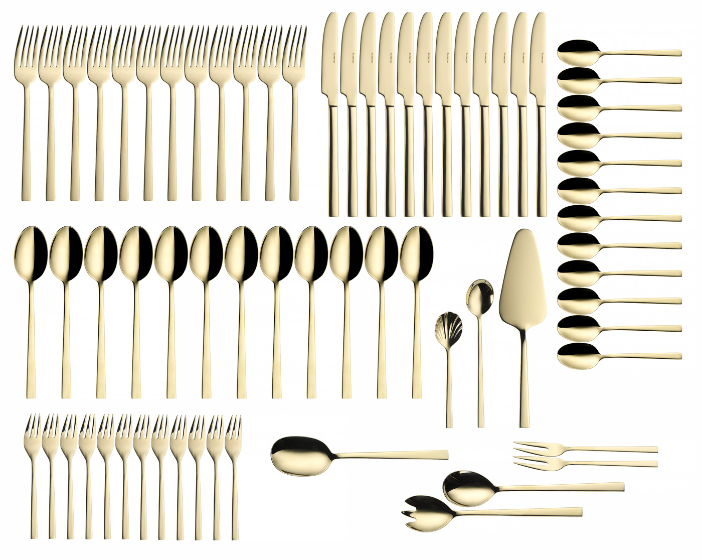 68-teiliges Besteck MELINA, Edelstahl, mit PVD-Beschichtung in der Farbe champagner