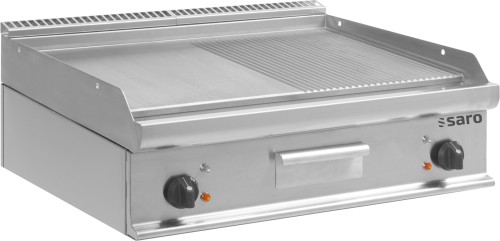 SARO Elektro-Griddleplatte Tisch Modell E7/KTE2BBM Made in Europe ´- Material: Edelstahl - 2 getrennt regelbare Kochzonen - Bratplatte 1/2