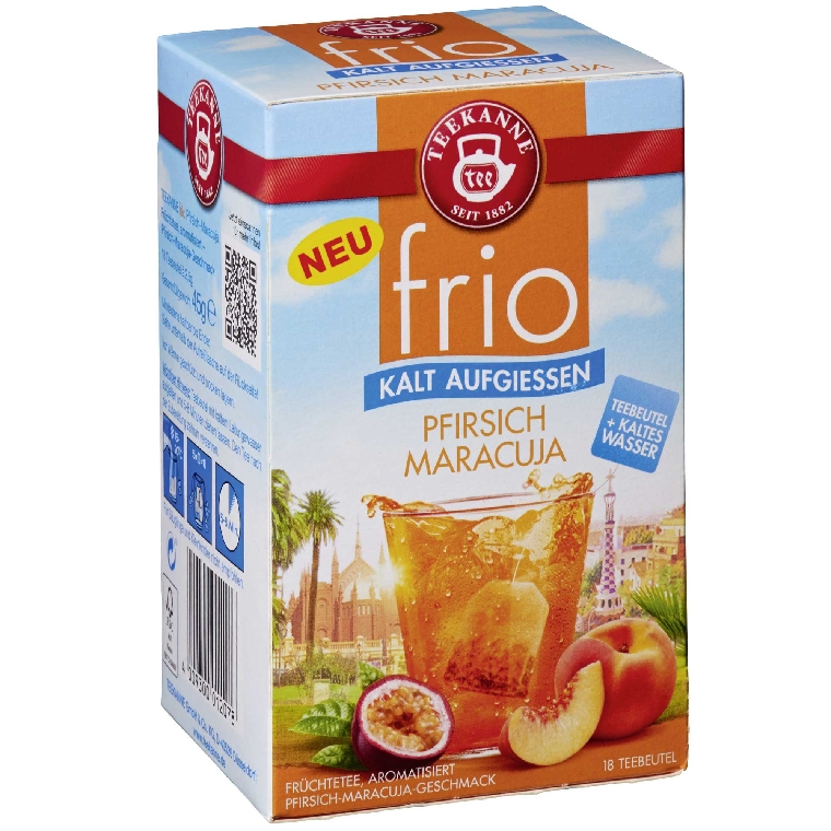 Teekanne FRIO Pfirsich-Maracuja Glasportion zum kalt aufgießen Inhalt: 18 Beutel