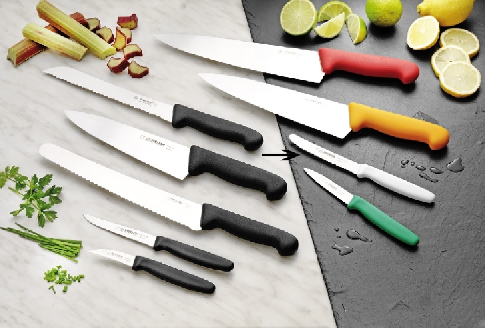 Giesser Allzweckmesser EXPERT mit Wellenschliff, Klingenlänge 11 cm, weißer Griff, Klinge aus hochwertigem Chrom-Molybdän-Stahl