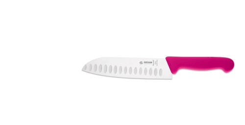 Santoku Kochmesser, pink mit Kullenschliff Giesser - Made in Germany